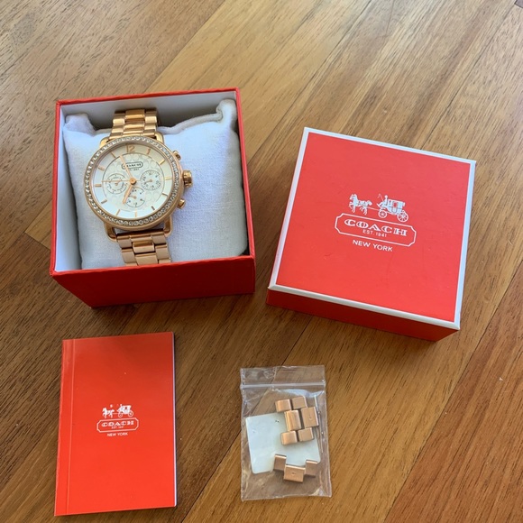 rose gold coach stainless steel watch